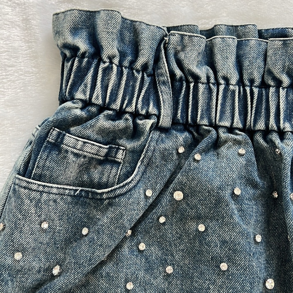 Gem studded denim shorts, size large - Picture 2 of 6